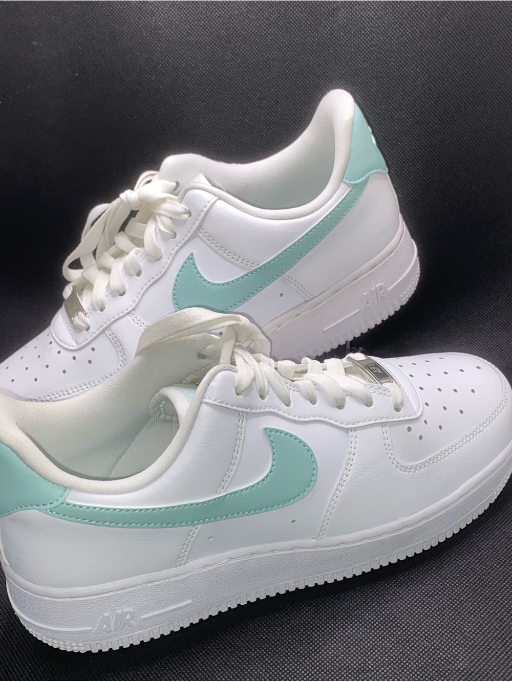 Nike AF1 White Sneakers with Tiffany Blue Swoosh brand new condition.